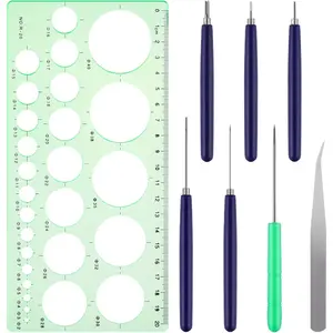 8 Pcs Paper Quilling Tools Slotted Kit, Assorted Sizes Rolling Curling Quilling Needle Pen, Geometry Ruler, Art Craft DIY Paper Card Making Project Multifunction Tool Set