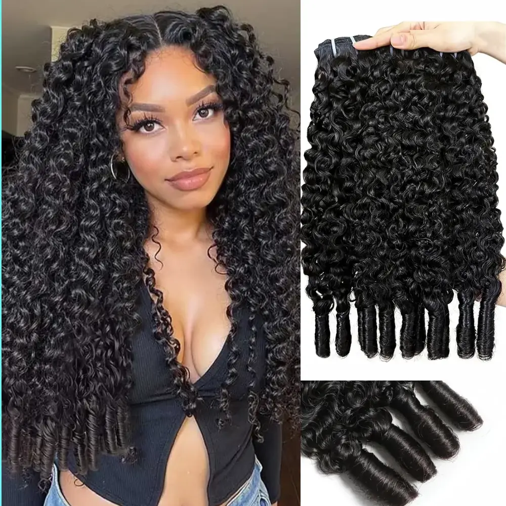 【50G/Pack】16A Raw Burmese Curly Bundles Human Hair 3 Bundles 100% Human Hair, Wet and Wavy, Brazilian Virgin Hair Extensions, Silky Soft After Multiple Washes