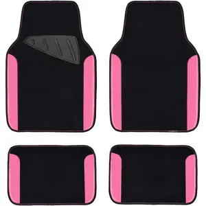 Waterproof Universal Fit Faux Leather Car Carpet- Anti-Slip Nibbed Backing Floor Mats for SUV, Vans,Sedans,Trucks, Automotive Set of 4 for Women&Cute Girly