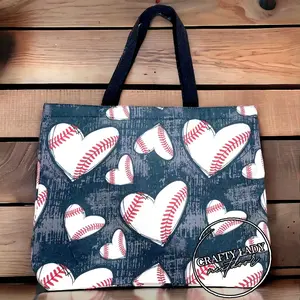 Baseball Canvas Zipper Tote Bag