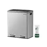 SONGMICS Waterproof Stainless Steel Kitchen Trashcan, 16gal Dual Compartment Powder Coated Bin with 2x8gal(2x30L) Inner Plastic Buckets, Hinged Lids, 37" Open Access, 23”L x 12.6”W x 25.6”H, 15 Trash Bags for Kitchen Use