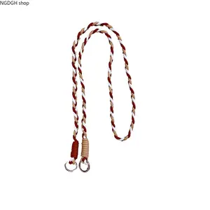 Stylish Tri-Color Braided Lanyard—The viral red, white, and beige twisted paracord strap that’s sweeping the web; perfectly suited as a mobile phone neck strap, bag charm, or keychain.