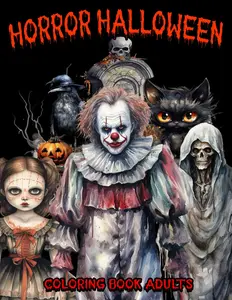 Horror Halloween Coloring Book Adults: 50 Interesting Coloring Pages With Dolls, Creepy Clown, Death... And More | Unleash For Creative | Perfect Gifts Paperback