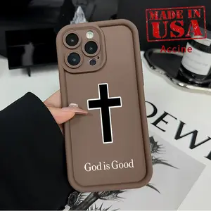 Case for iPhone 16 Pro 15 14 Plus 16e 13 12 Mini 11 Promax X XS Max XR xsmax Divine Cross Symbol Pattern Soft TPU Rubber Camera Protection Rugged Mobile Phone Cover for Boy