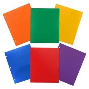 JAM 6pk Heavy Duty 3 Hole Punch 2 Pocket School Presentation Paper Folder Primary: Multicolor Stationery Folders