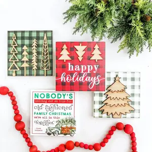 Christmas Mini Block Tiered Tray Signs - Laser Cut Design