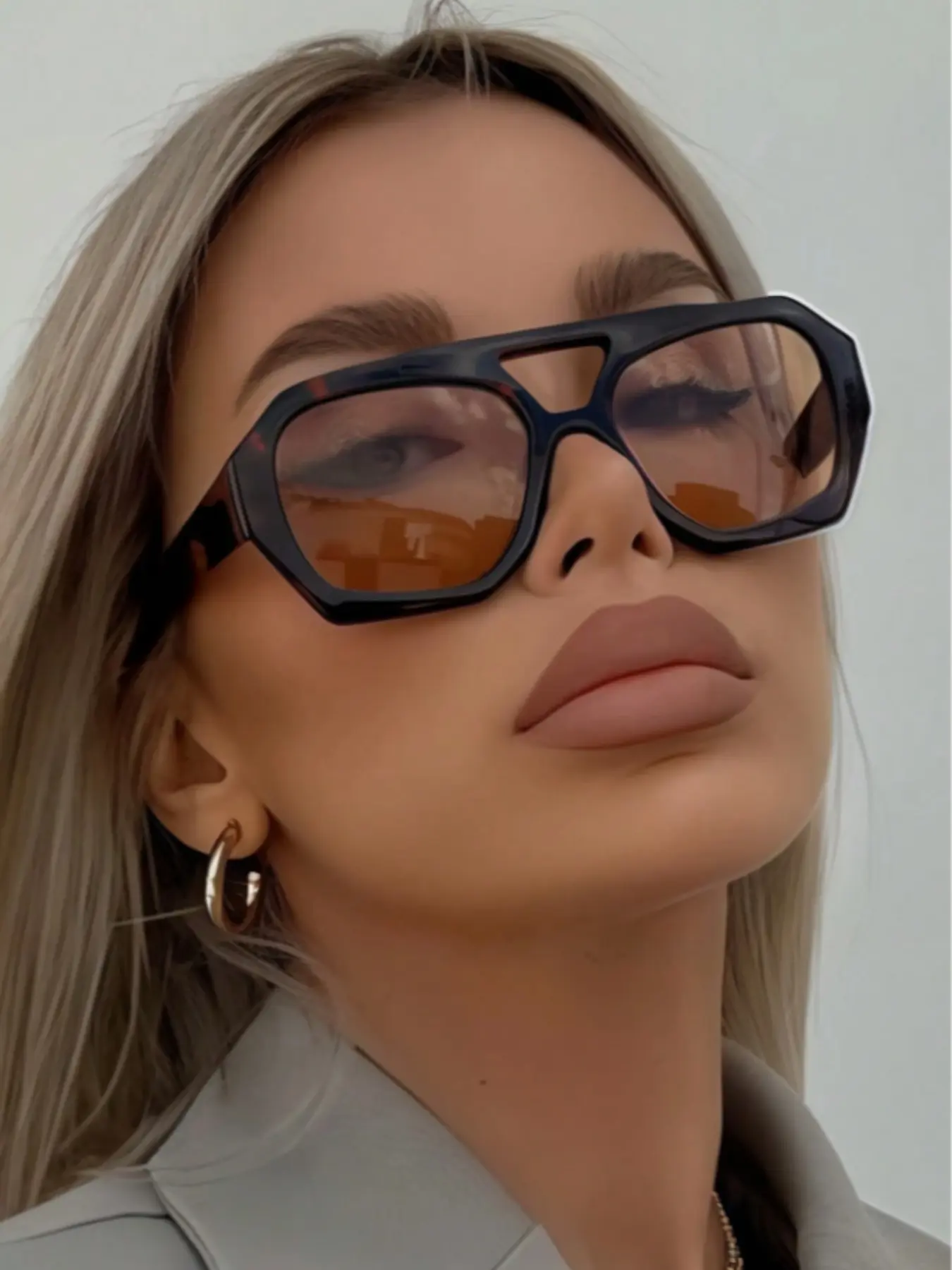 Women's Leopard Print Y2K Bohemian Multifaceted PC Frame Vintage Dual Bridge Fashion Casual Glasses, Stylish Retro Eyewear Fashion Trendy Casual Sunglasses