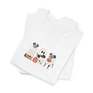 Cute Halloween Saint Bernard Small Family Tshirt - Ghost Dog Family Mom, Dad, and Puppy Shirt