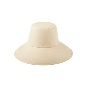 Lack of Color Holiday Bucket – Wide Brim Cotton Beige Canvas Bucket Hat for Women, Hand-Finished with Secure Neck Tie, UPF 50+