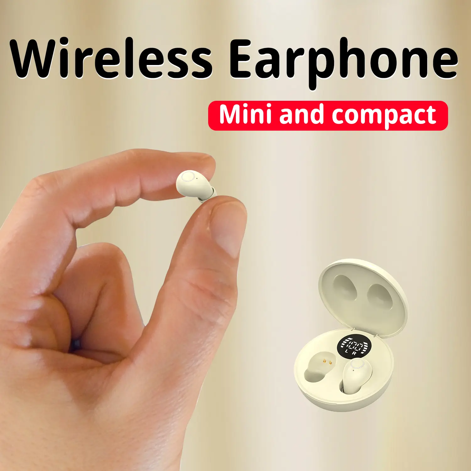 Lightweight wireless earphones, mini sleep Bluetooth earphones, compact design, clear sound, ultra long battery black audio electronic earphones, suitable for wireless in ear Bluetooth earphones in travel offices