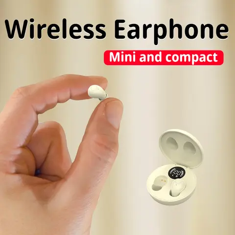 Chargeable In-Ear Wireless Bluetooth Plastic Earbuds - Mini Sleep Headphones with Cable Management, Compact Lightweight Design, Distinct Sound, Ultra-Long Battery, Waterproof Black Audio Electronics for Mobile Android Streaming Devices, Travel Use