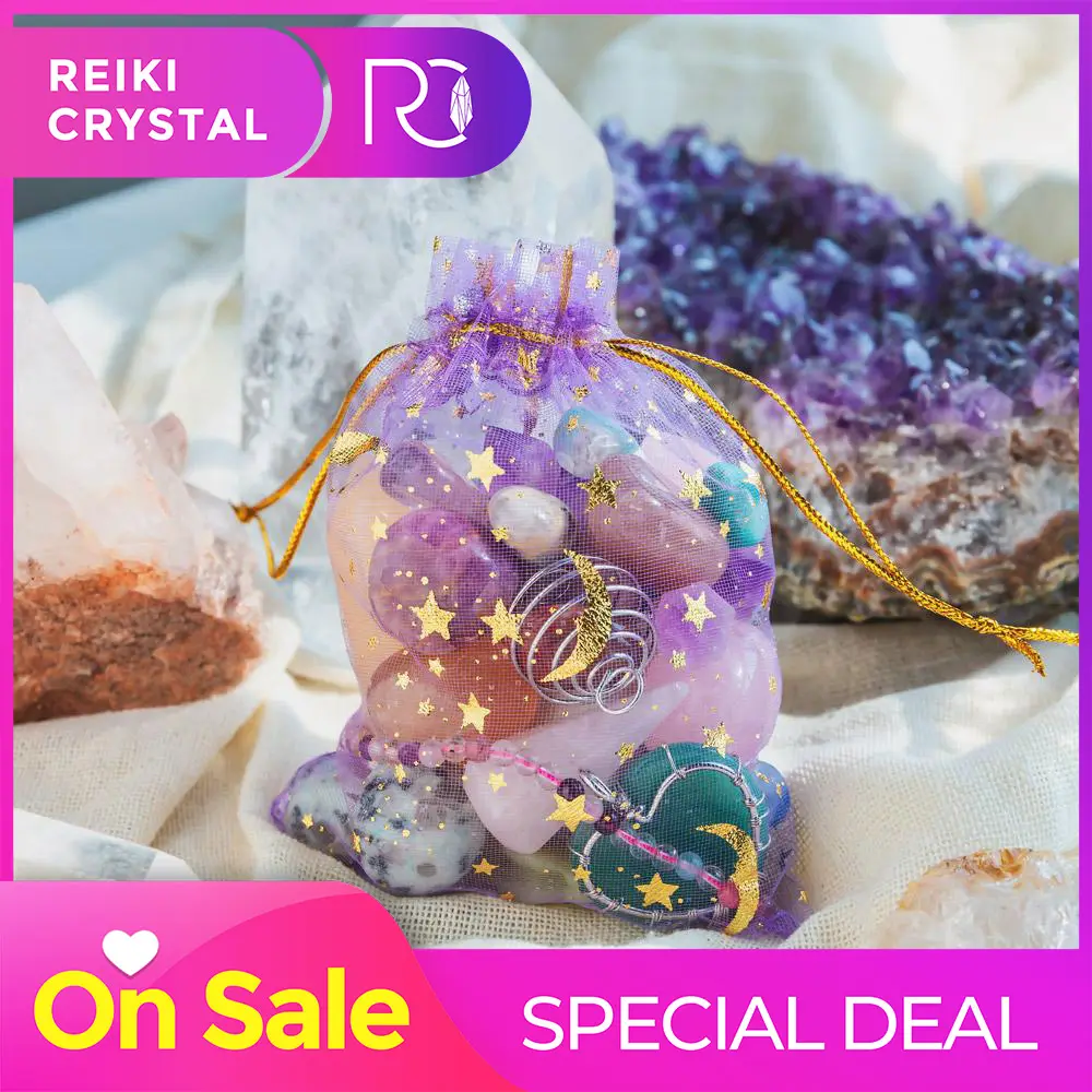 One Bag Of Crystal Set,Rose Quartz,Agate,Honey Calcite,Green Aventurine,Colored Fluorite,Moss Agate,Red Jasper,Larvikite,Amethyst