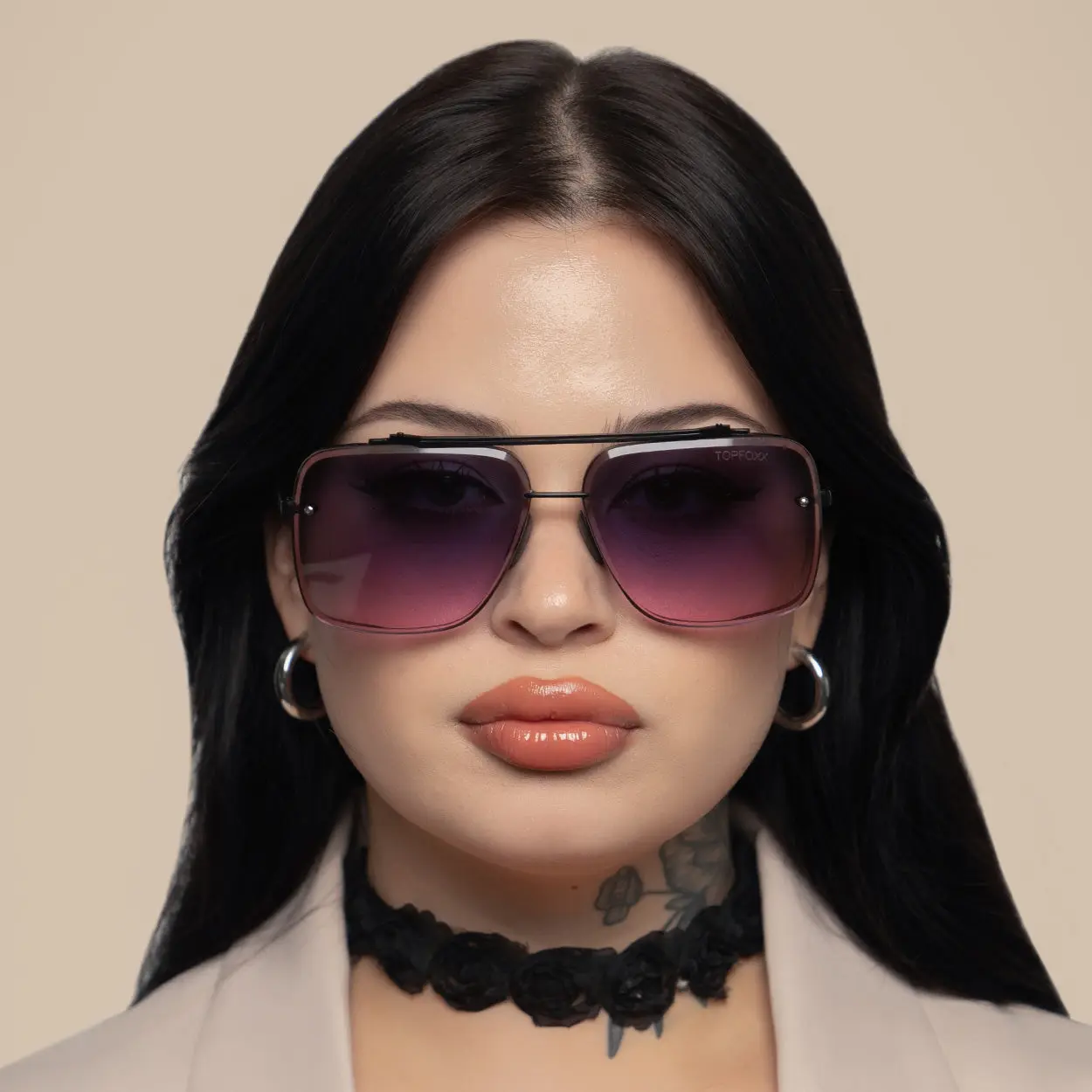 TopFoxx Bella Women's Anti-UV Faded Purple & Pink Tangle-Free Aviator Sunglasses, Anti-Uv Women's Sunglasses