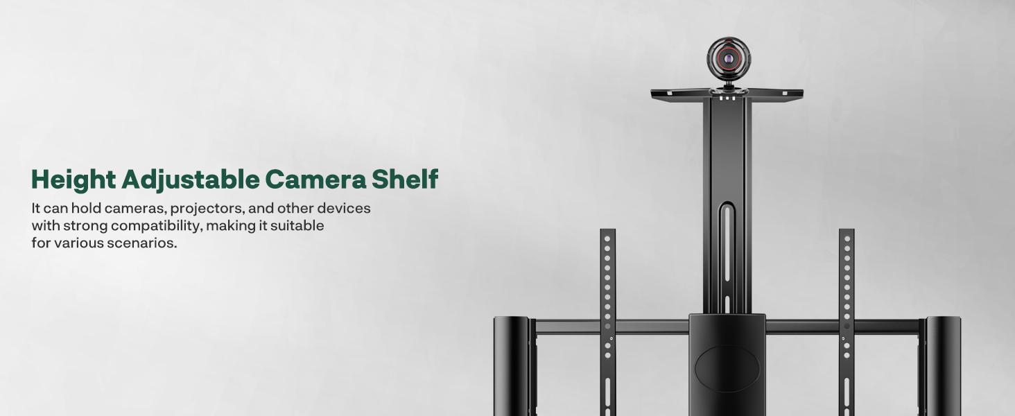 SYLVOX Outdoor TV Y-Type Rolling TV Cart Stand for 43-55 Inch TVs – Waterproof, Heavy-Duty Alloy Steel, 360° Locking Wheels, Adjustable Height & Shelf, VESA 100x100-700x500mm (Max 80kg/176lbs)