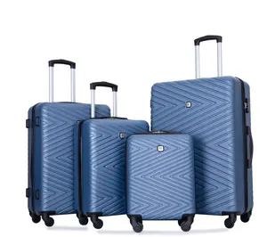 4 Piece Hardshell Luggage Set Hardside Lightweight Suitcase with TSA Lock Spinner Wheels.(Blue)