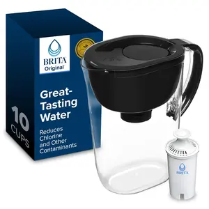 10 Cup Water Filter Pitcher NSF Certified BPA Free Polystyrene Water Jug with Filter Indicator Reduces Chlorine Heavy Metals Fridge Friendly Water Filtration Pitcher