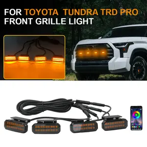 Toyota Tundra TRD PRO 4pcs LED Front Grille Light Assembly DRL Driving Position Lights 18 LED 12V Compatible Pickup Off-Road