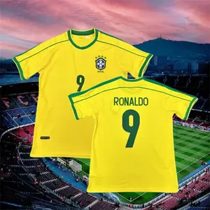 1998 Brazil Retro No.9 Ronaldo Short sleeve Soccer jersey