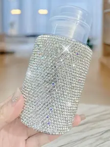 Star Diamond Flow Nail Polish Remover Bottle, Water Drill Decoration Press-On Bottle, 6.76oz Leak-Proof Divided Storage, Professional Luxury Empty Bottle, Korean, Cosmetic