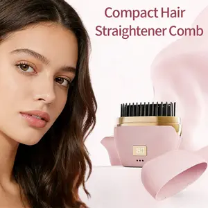 1 PC Mini Compact Lightweight Cordless Hair Straightener Comb Brush - Rechargeable Usb Charging Portable Design Pocket-Sized Hot Comb with Comb Tip Feature for Bangs, -the- Smoothing, Fast Styling for Straight Hair, Travel-Friendly Hair