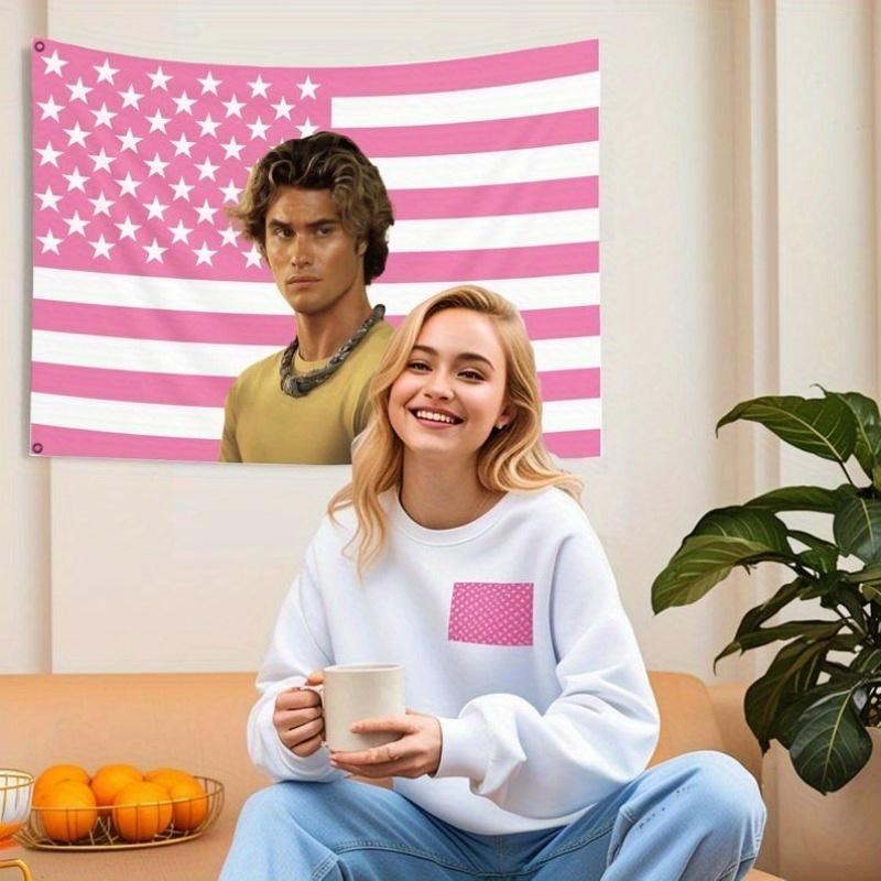 John B |     Pink Flag |     Chase Stokes Photo |     Pink USA America Flag |     Outer Banks Fan Art Home Decor |     OBX Merch(3X5)