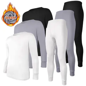 1/2/3 Pack Men's Long Johns Thick Fleece Lined Thermal Underwear Set Soft Stretchy Tops&Panties Crewneck Activewear for Gym & Casual Wear Knitted Menswear Clothes Fabric Layer Leggings Sports Polyester