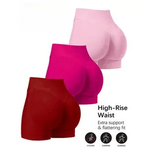Women's sports shorts, seamless elastic tights, high-waisted opaque tummy control yoga shorts, suitable for fitness, running, cycling, yoga, sports, and casual wear in the summer