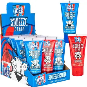 Icee Squeeze Candy 12 ct. - Sweet Gel Candy with Cherry and Blue Raspberry Flavors - 12 Count Pack Artificial Snack