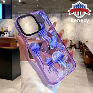 Case for iPhone 16 Pro Max 15 Plus 14 13 12 11 Dreamy Purple Jelly Fish Non-Yellowing Shockproof Clear slim Protective Softcase