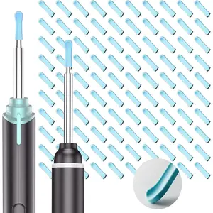 100 Pcs Silicone Ear Spoon Tips Ear Cleaner Otoscope Replacement Accessory Set Reusable Pick Ear Wax Removal Tips Kit for Ear Camera,Family Adults Baby Ear Health Care