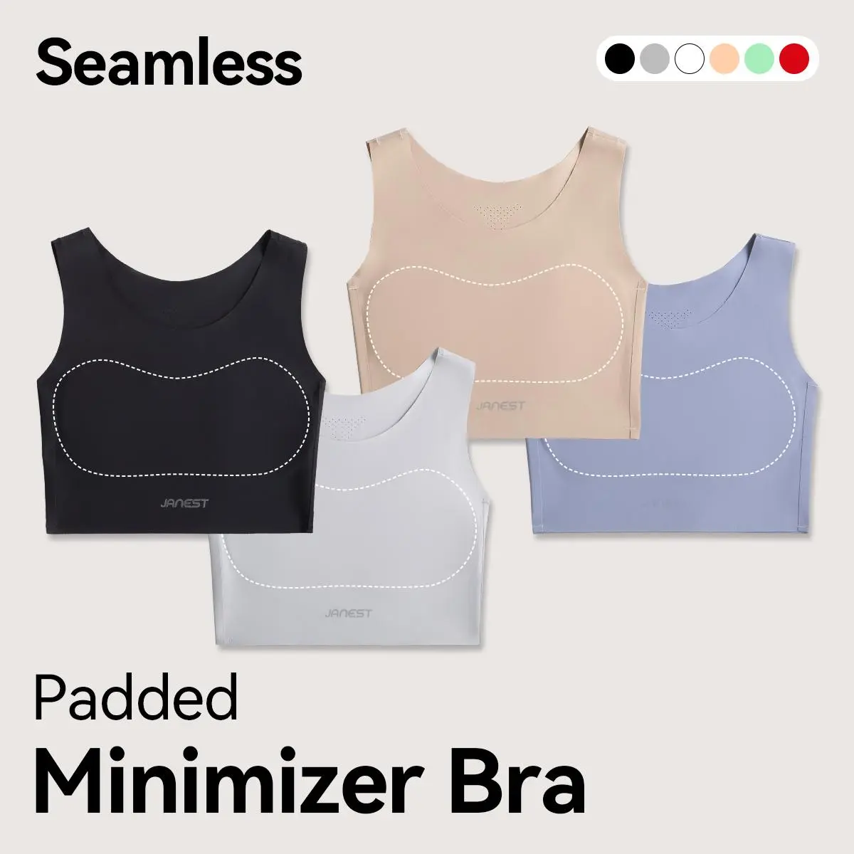 Seamless Chest Binder Minimizer Bra – Breathable Workout Top with Padding, All-Day Support for Large Bust Lightweight Compression Activewear