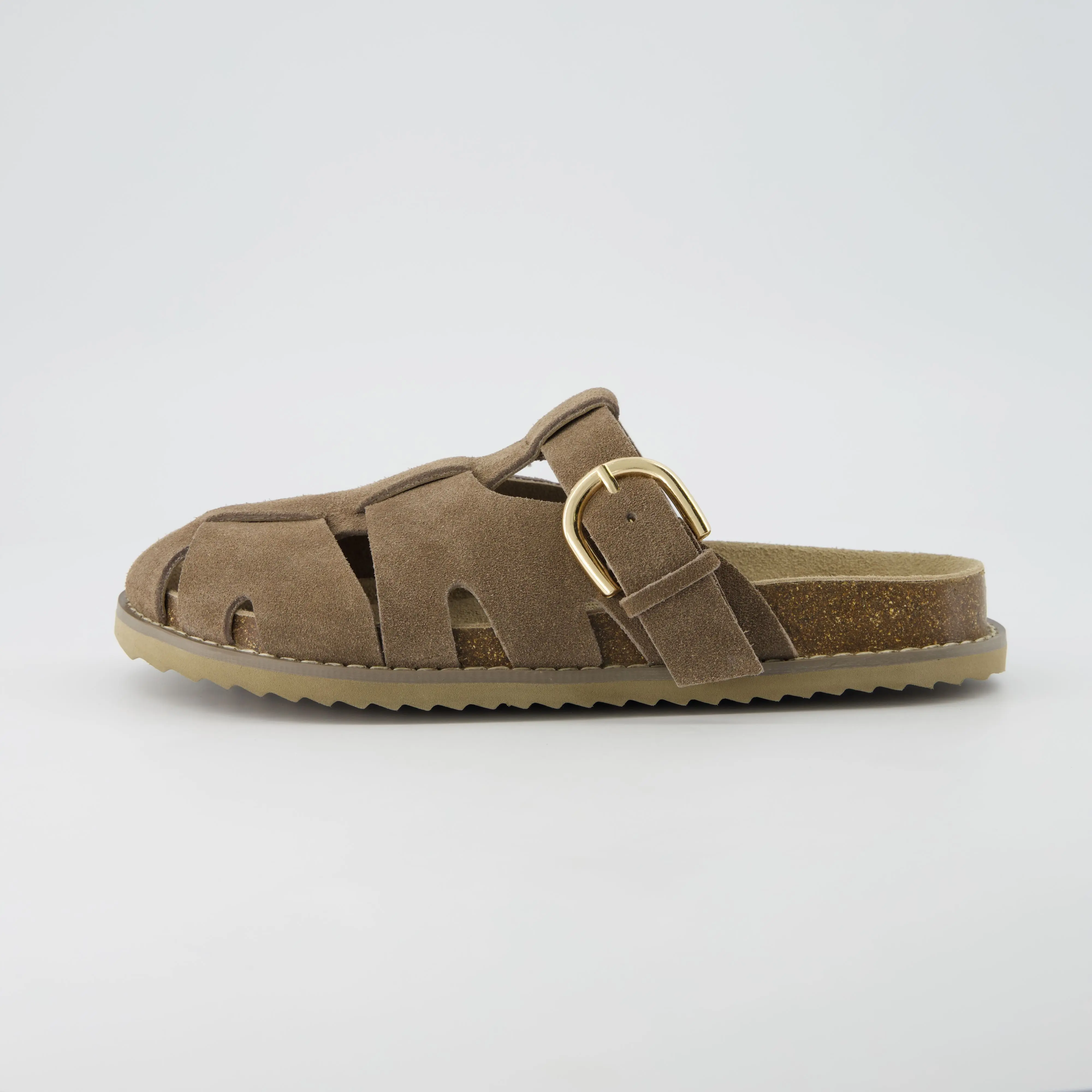 Cushionaire Benson Fisherman Sandals For Women | Suede Slip On Closed Toe Clogs With Supportive Cork Footbed | Stylish Everyday Clogs For Casual Outfits