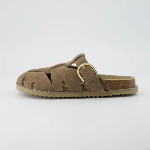 Cushionaire Benson Fisherman Sandals For Women | Suede Slip On Closed Toe Clogs With Supportive Cork Footbed | Stylish Everyday Clogs For Casual Outfits