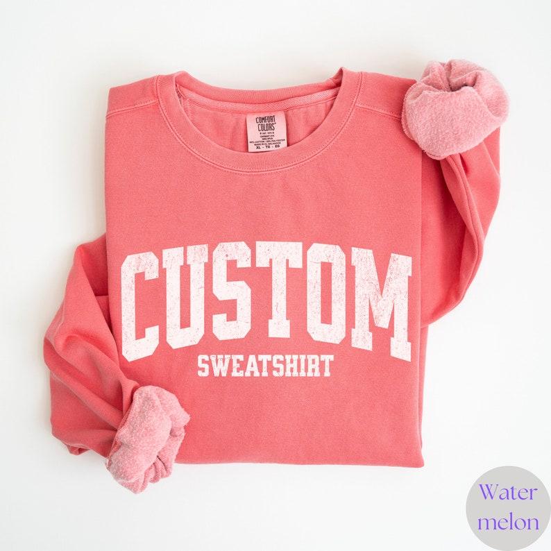 Comfort Color Custom Sweatshirt, Personalized College Letters Crewneck, Custom Text Vintage Sweatshirt Name Sweatshirt Gift,  Everyday
