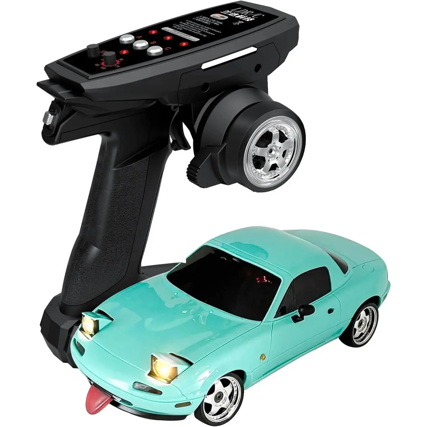 1/18 Scale RWD Drift RC Car with Gyro & LED Lights, 2.4GHz Remote Control