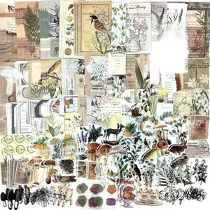 260 Pack Vintage Scrapbooking Set-Stickers & Paper, DIY Nature Antique Paper Stickers Retro Decorative Decals for Art Journaling Stickers Crafts Design