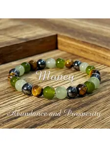 Luxury Abundance Crystal Bracelet - Genuine Green Aventurine, Yellow Tiger Eye & Hematite Beaded Bracelet for Financial Success & Spiritual Balance