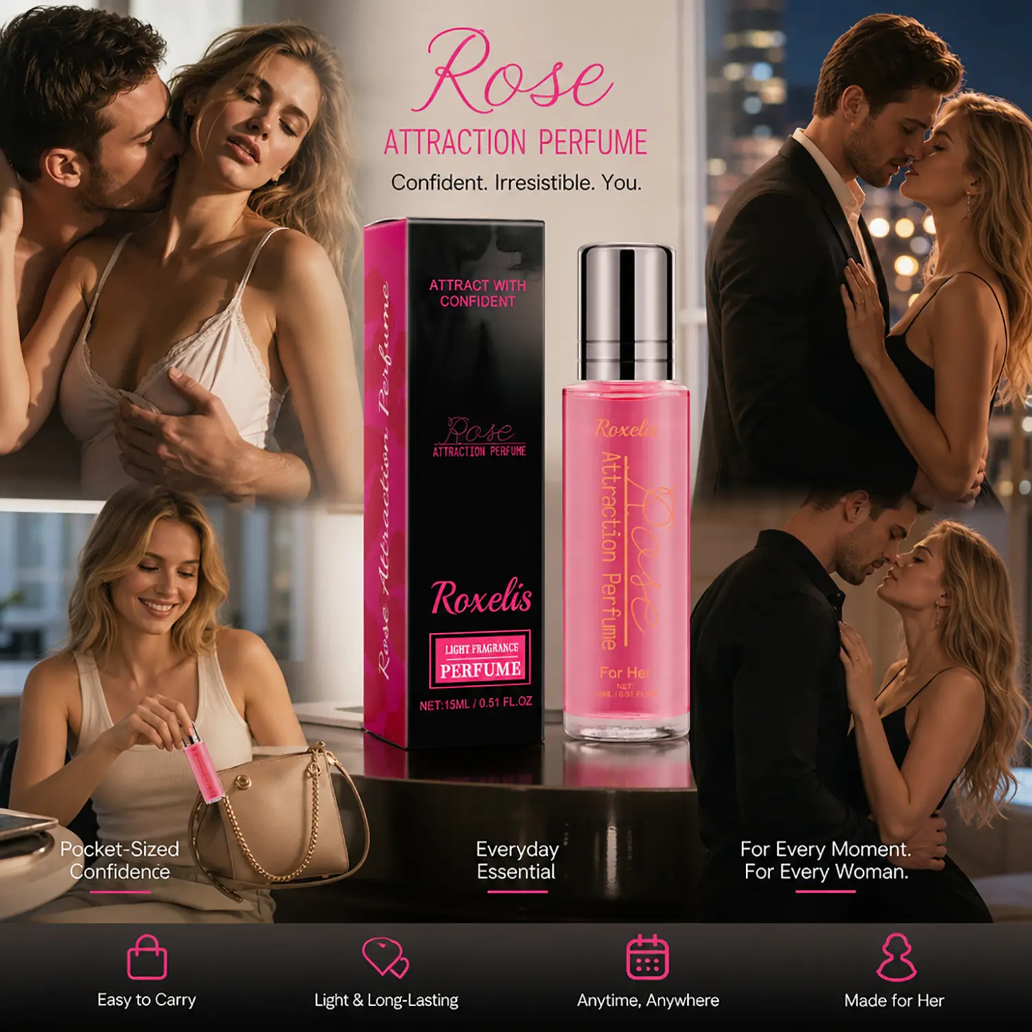 Women's Pheromone Perfume, Infused with Exclusive Pheromone Attraction Formula, Extra Long Lasting All-Day Wear, Tempting Fruity Floral Woody Musk Scent, Specially Designed for Her, Make Him Irresistibly Addicted to You, Share a Wild \15ml\0.51oz