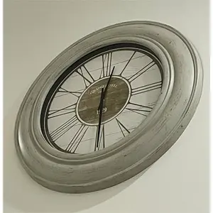 Farmhouse Roman Numeral Wall Clock with Gray Wash Frame, 24"