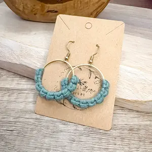 Macrame Hoop Earrings - Mint