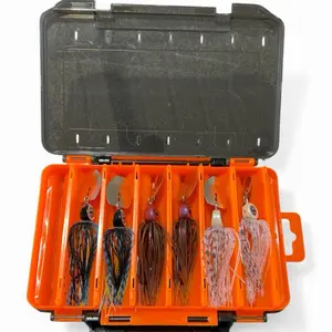 Blade Ripper Starter Kit. Custom Made DIRECT CONNECT Bladed Jig 6 PACK & tackle box - 3/8oz or 1/2oz with Sharp VMC Hooks, Custom Skirts, freshwater fishing big bass pro
