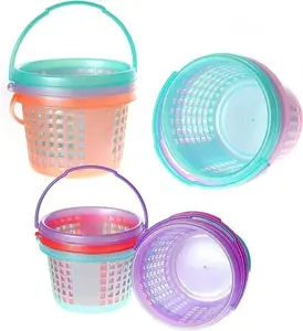 12pcs Easter Baskets Plastic Egg Baskets with Handles in 6 colors for Easter Hunting Spring Party Crafts Supplies Accessories Decorations Party Favors