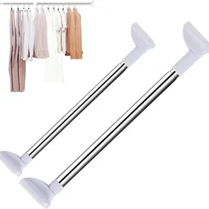 Drill-Free Telescopic Tension Rod for Hanging Clothes，adjustable Rod Without Drilling,Stainless Steel Shower Curtain Rod, For Bathroom, Window, Closet, Room Divider