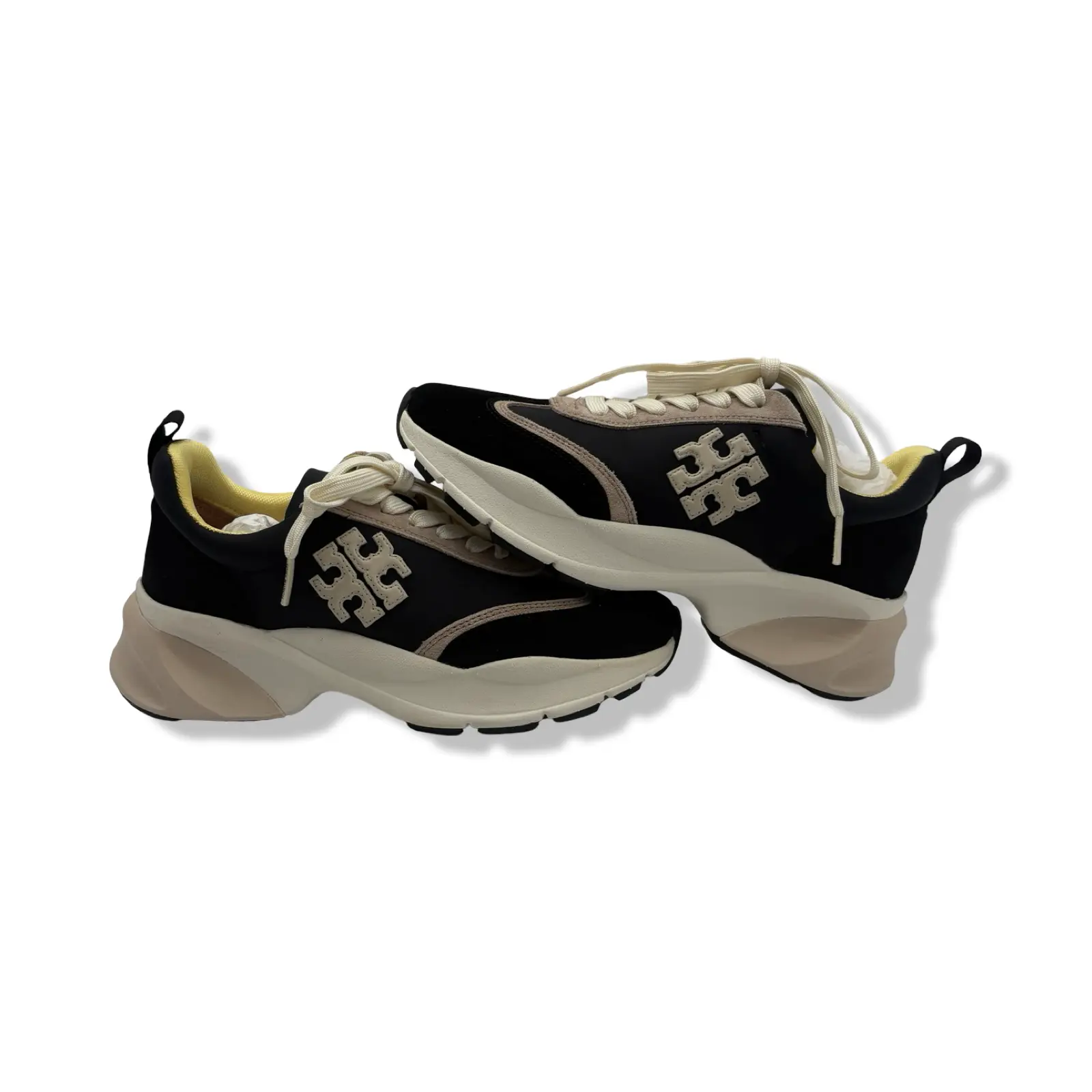 Pre-Owned Tory Burch Women's Good Luck Trainer Sneakers, Black/Cream/Black