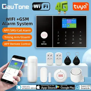 2024 4G Wifi Wireless Alarm System Tuya Smart Home Child Safety Home Anti-theSystem Smart Life App Control Works with ALexa Motion Detector Door and Window Sensor Remote Control RFID Keypad Siren for Residential Apartment Office