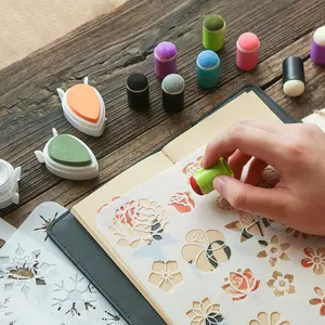DIY Painting Tool Set, Includes 20 Color Ink Pads, 5 Color Finger Cottons, Reusable Drawing Templates, Art Supplies, DIY Creative Painting Tools, Artistic Coloring Tools