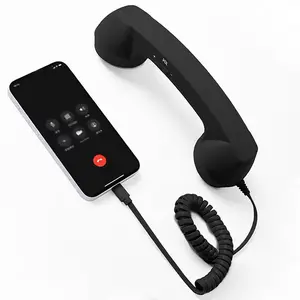 Retro Telephone Headset Receivers Headphones for Mobile Phone, Tablet, Laptop, Headset with Comfortable Call, USB-C Interface, with Answer Button, Suitable for Elderly Parents Mini Portable
