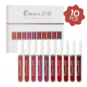 [10 Pcs] Liquid Matte Lipstick Set, Waterproof, Non-Sticky, Moisturizing,Shade,Suitable for All Skin Types, Cosmetic, Glossy Hydrating Lipgloss