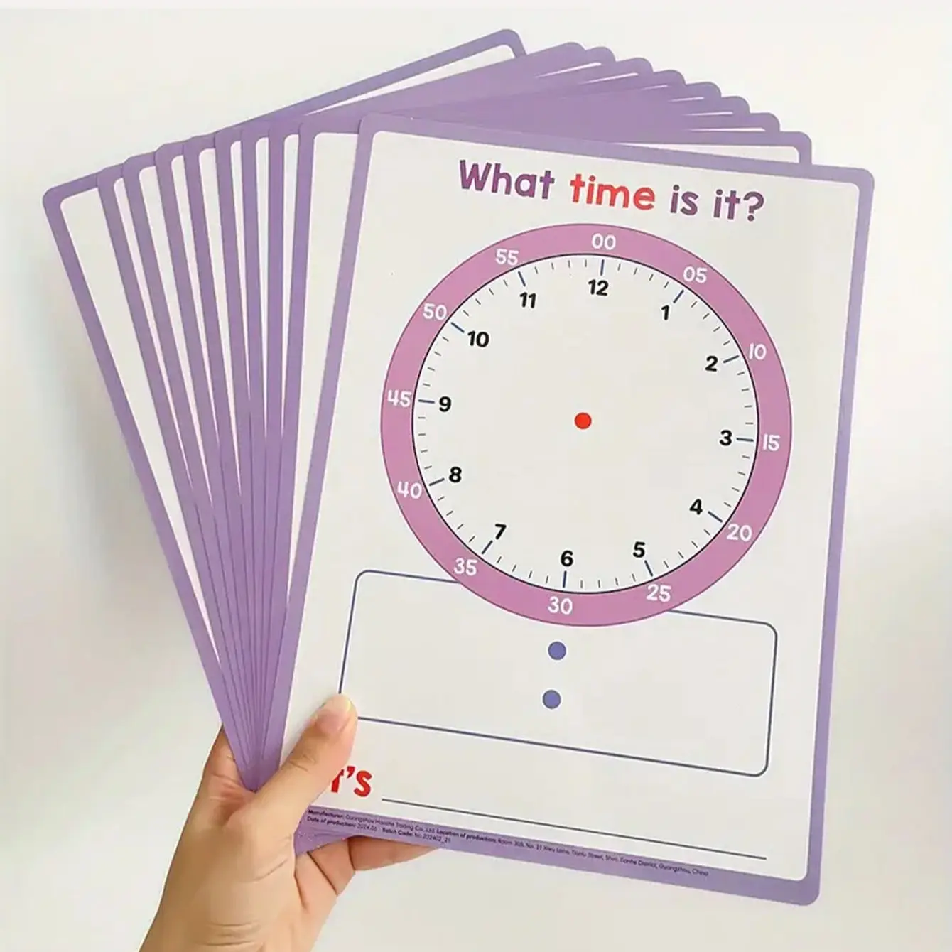 Children Learning Clock Set, 10pcs Dry Erase Teaching Tools, Learning Materials, Analog Design, Home School Classroom Supplies, Easy Clean Surface