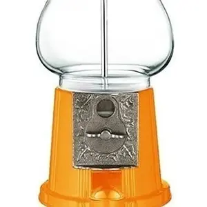 ORANGE 15" Tall Classic Gumball Machine with Black Antique Style Stand